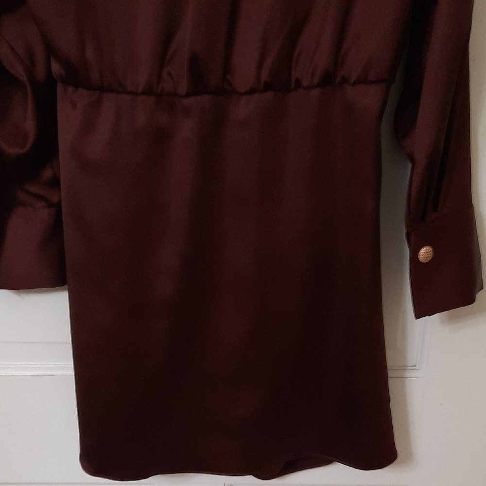Gianni Bini Rich Burgundy/brown Long Sleeve Dress - Picture 12 of 13